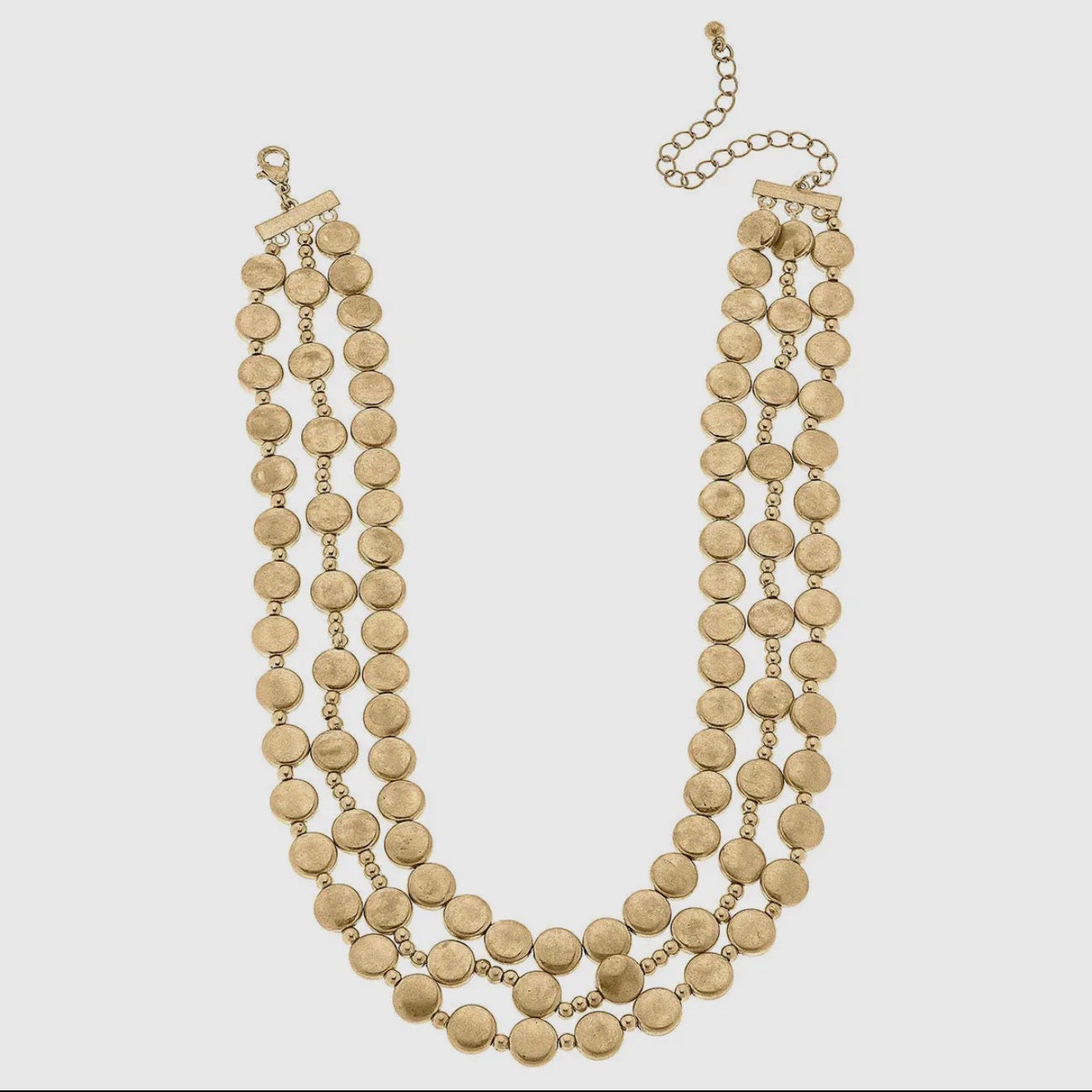 Beaded layered necklace in worn gold