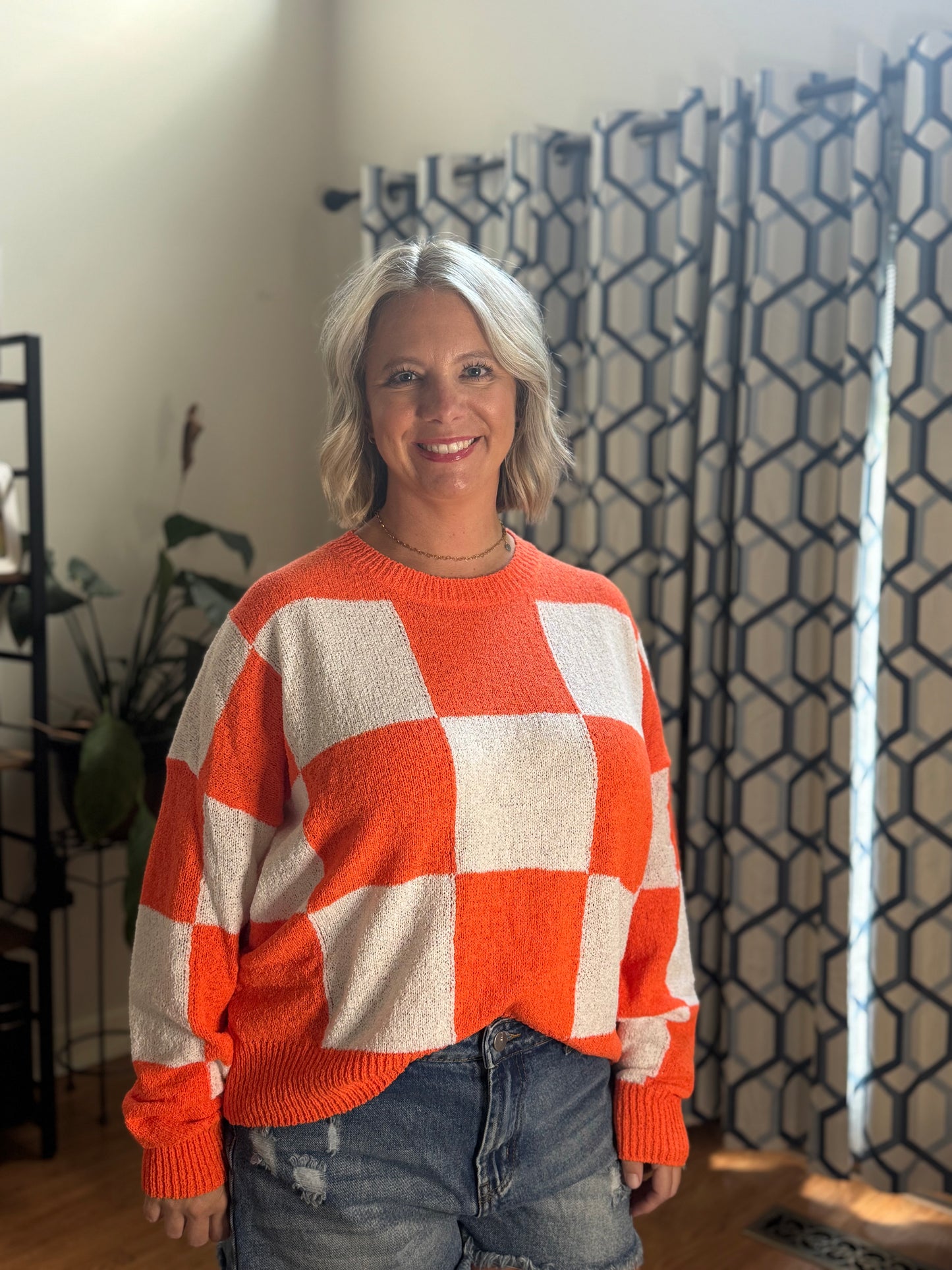 Game day Oversized checkered knit sweater