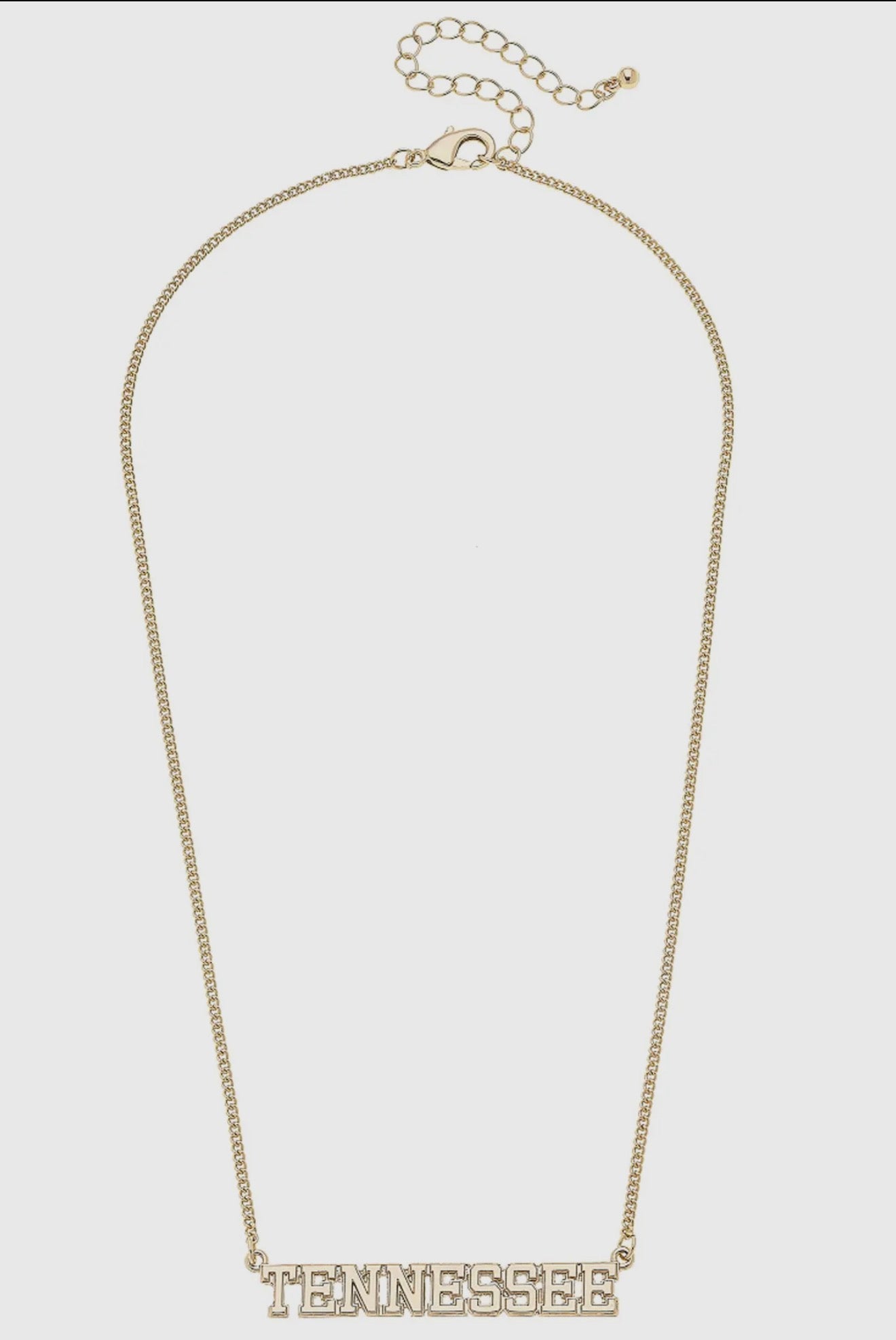 Tennessee Vols Varsity Outline Necklace in shiny gold