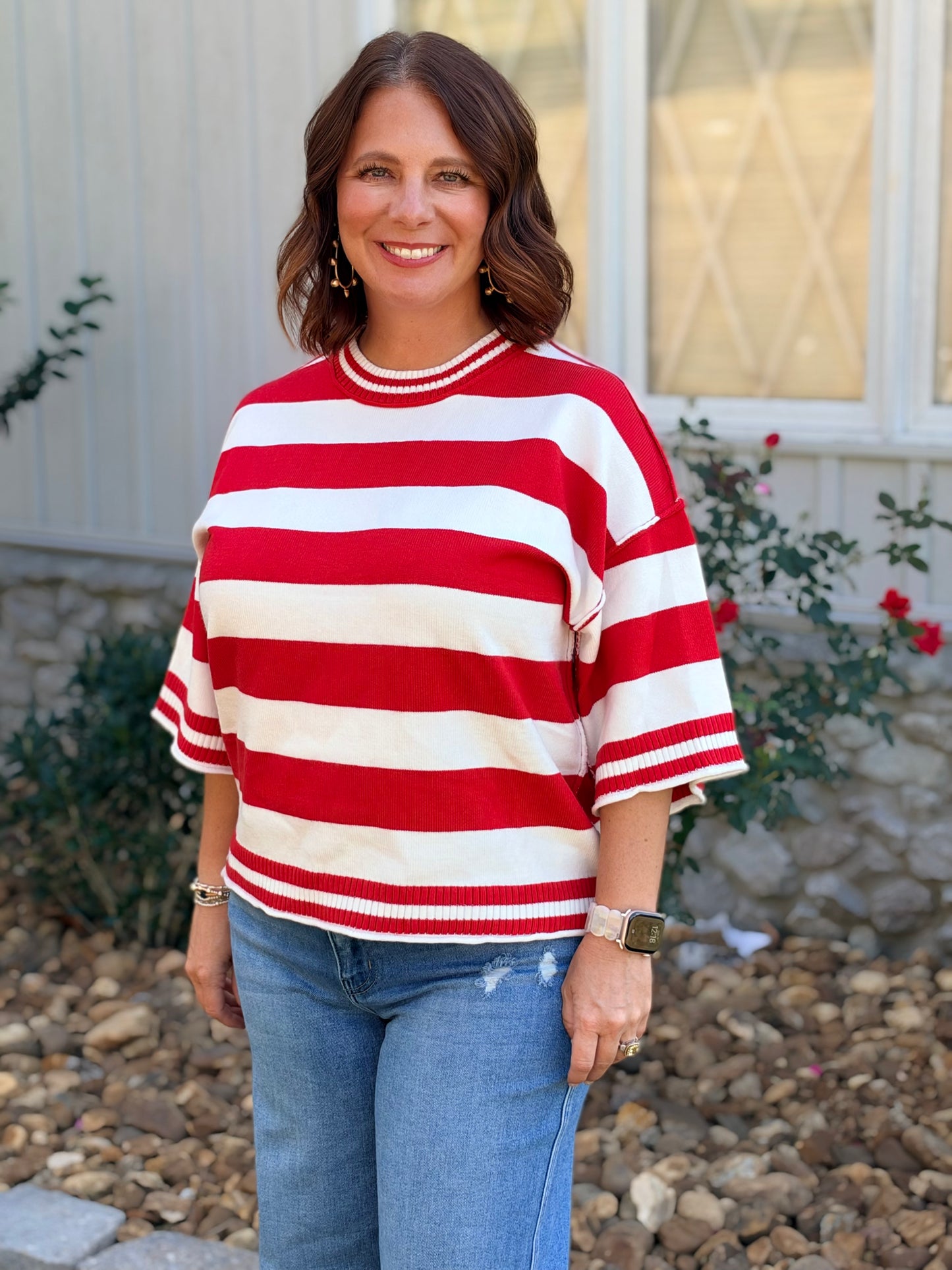 Gameday Striped Knit top