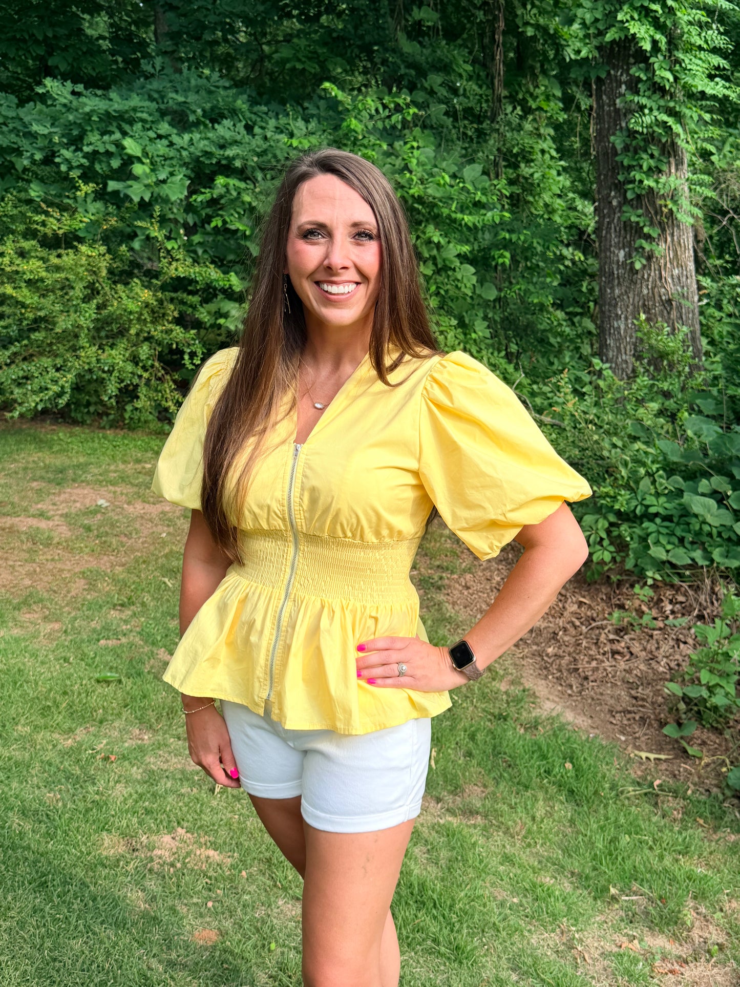 She & Sky Yellow top