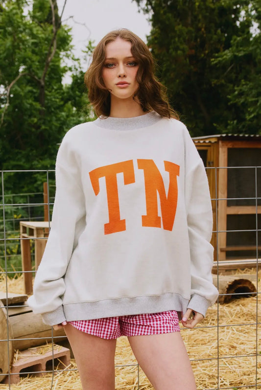TN and Tennessee reversible mock neck sweatshirt