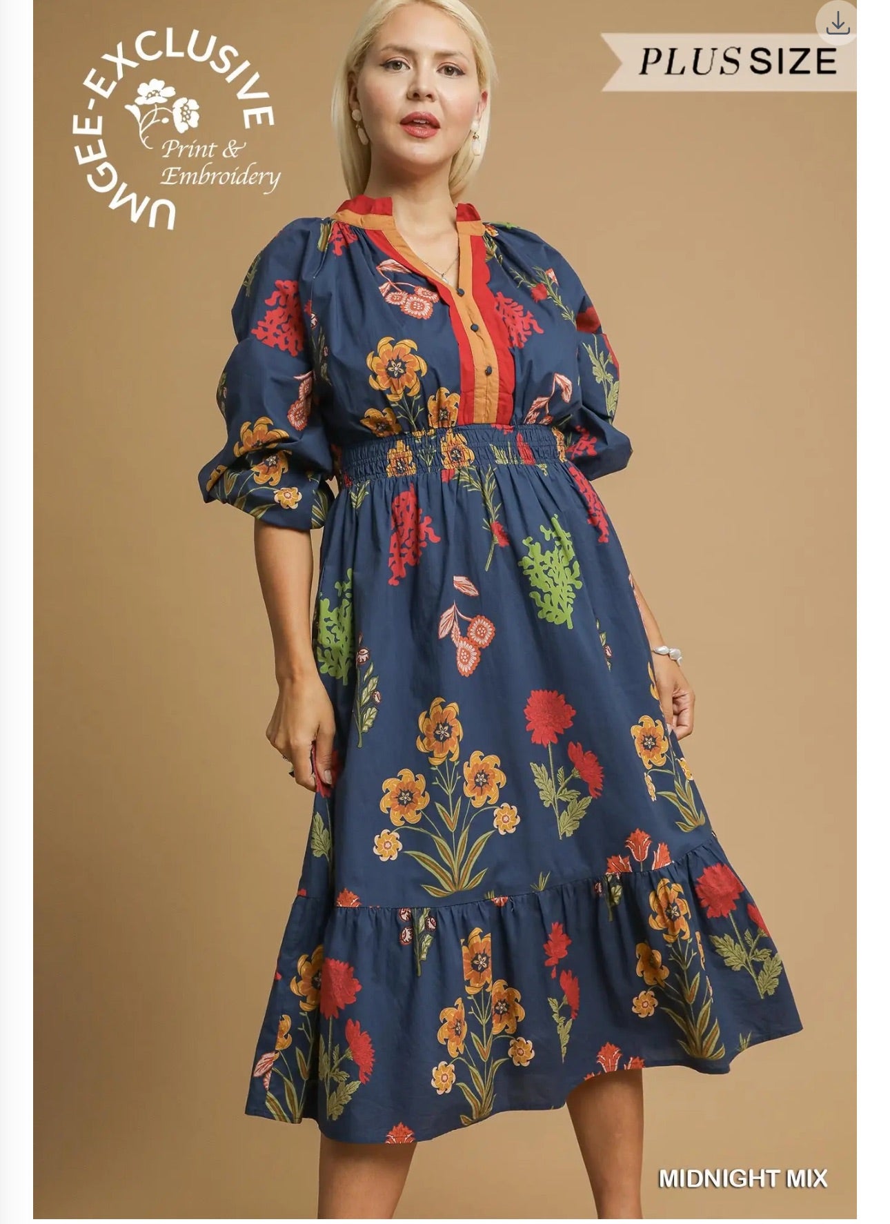 Plus size floral midi dress