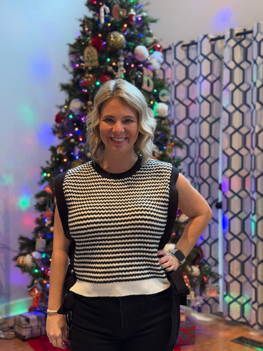 Striped side tie sweater vest