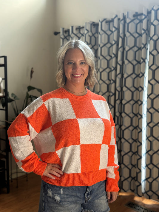Game day Oversized checkered knit sweater