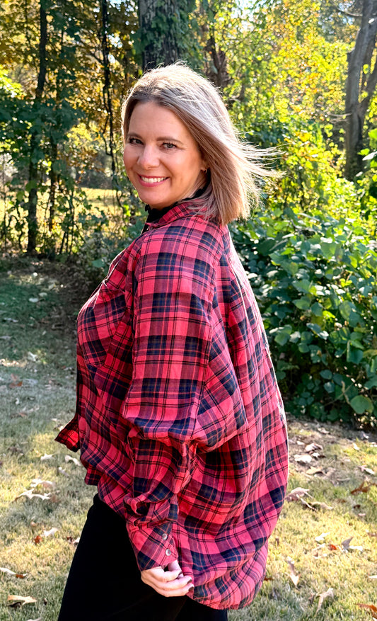 Plaid Button down oversized shirt