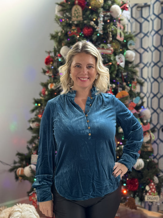 Velvet button top
