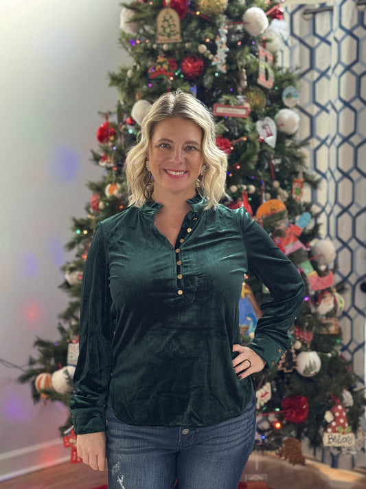 Velvet button top