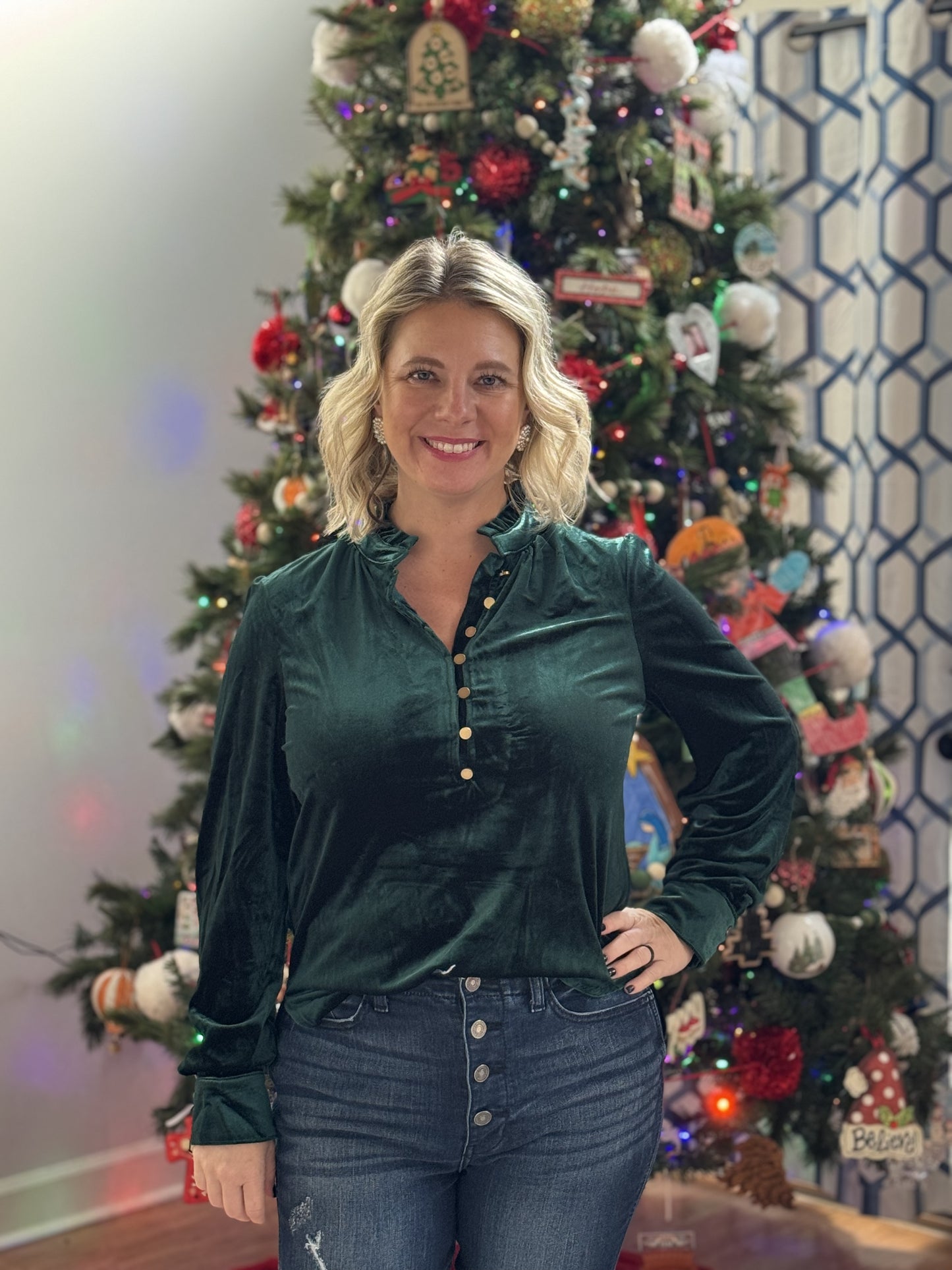 Velvet button top
