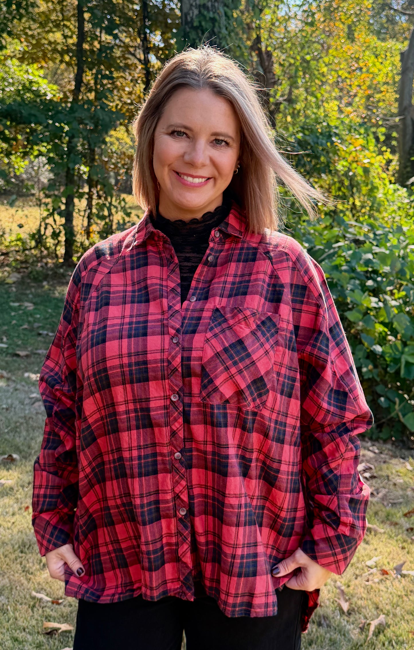 Plaid Button down oversized shirt