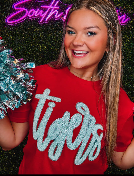 Tigers white sequin tee