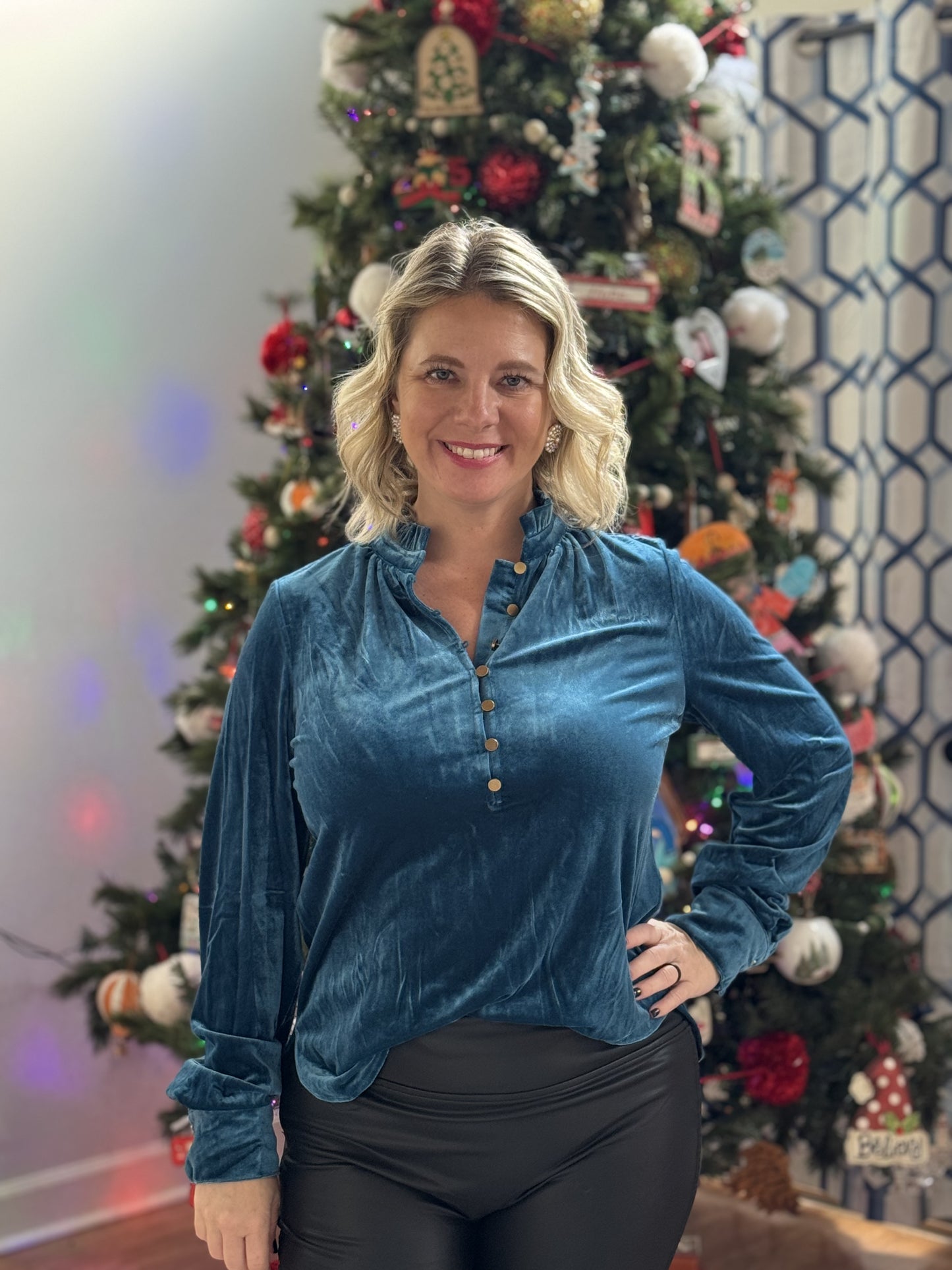Velvet button top