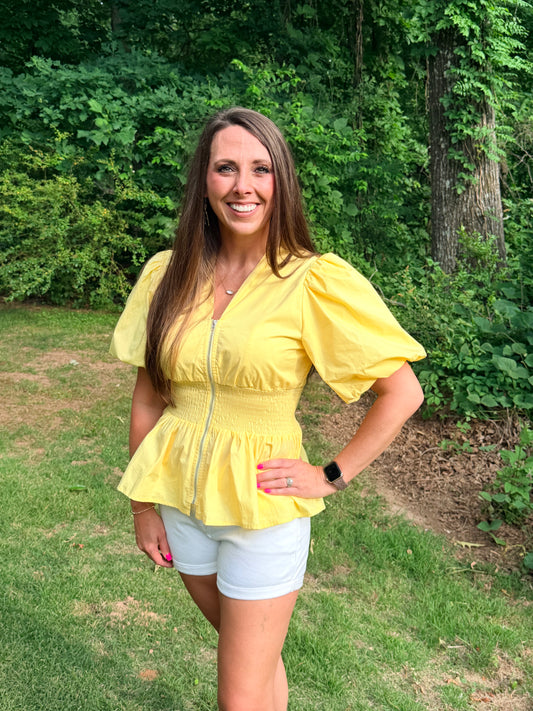 She & Sky Yellow top